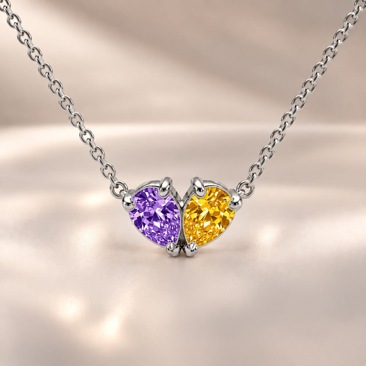 Demi Heart Necklace - Silver Finish