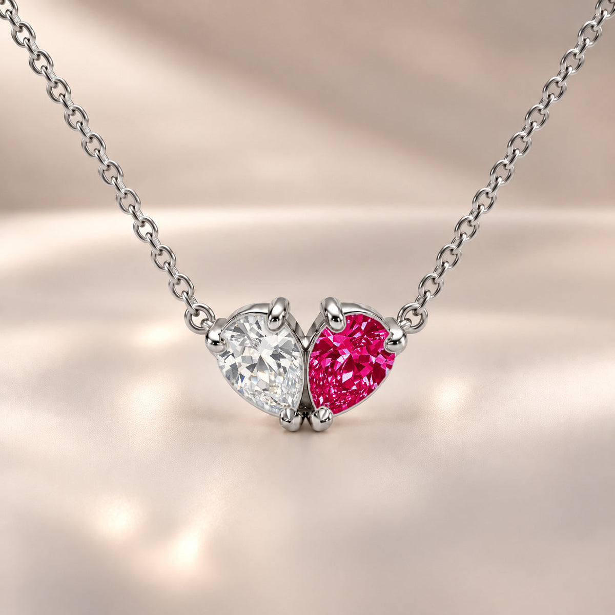 Demi Heart Necklace - Silver Finish