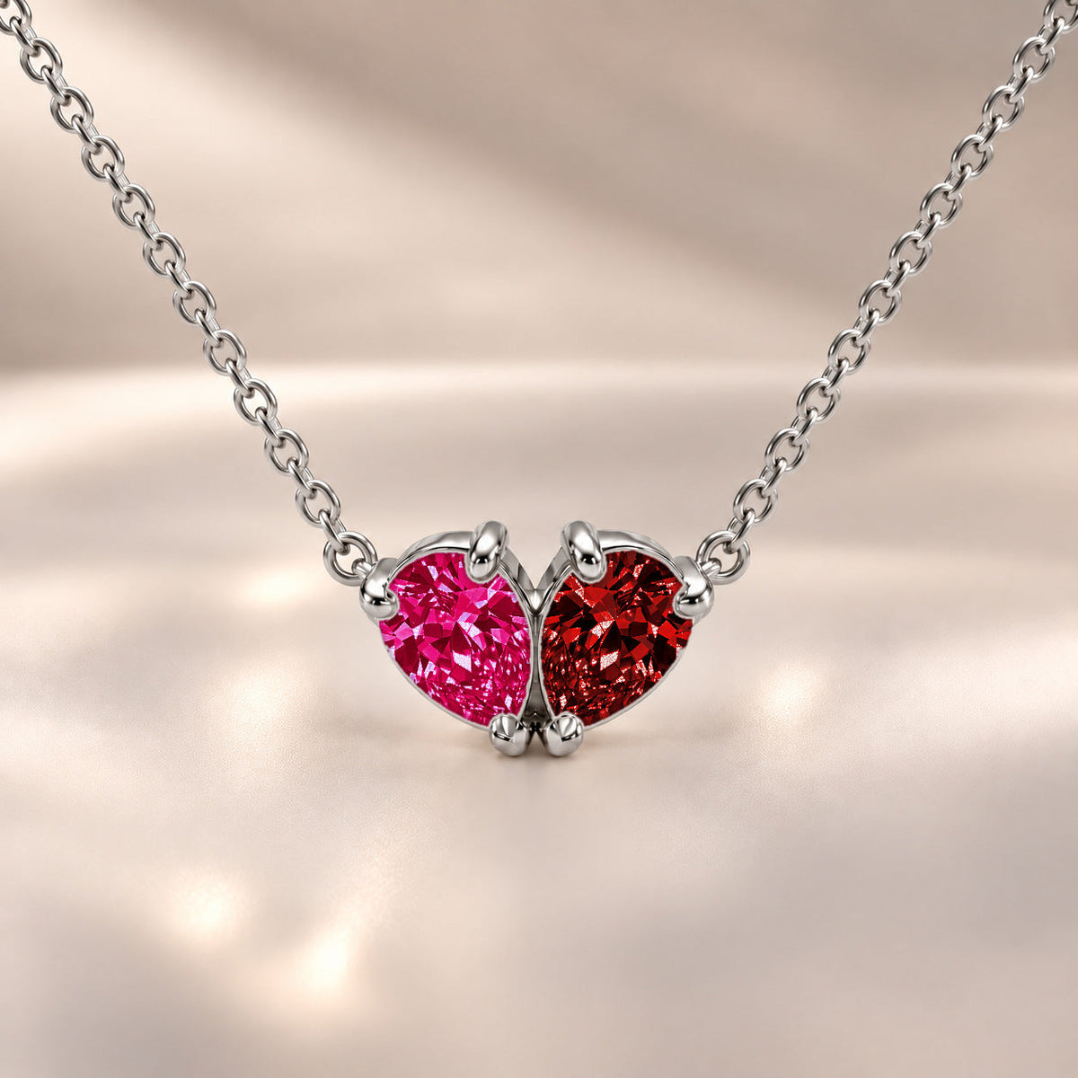 Demi Heart Necklace - Silver Finish