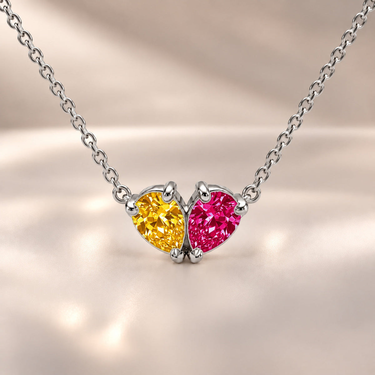 Demi Heart Necklace - Silver Finish